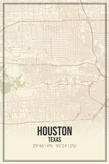 Fototapeta premium Retro US city map of Houston, Texas. Vintage street map.