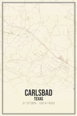 Retro US city map of Carlsbad, Texas. Vintage street map.
