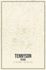 Fototapeta premium Retro US city map of Tennyson, Texas. Vintage street map.