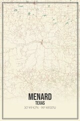 Retro US city map of Menard, Texas. Vintage street map.
