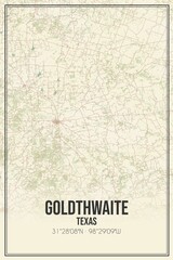 Retro US city map of Goldthwaite, Texas. Vintage street map.