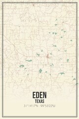 Retro US city map of Eden, Texas. Vintage street map.