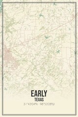 Retro US city map of Early, Texas. Vintage street map.