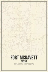 Retro US city map of Fort McKavett, Texas. Vintage street map.