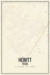 Retro US city map of Hewitt, Texas. Vintage street map.