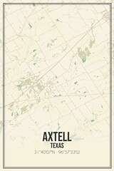 Retro US city map of Axtell, Texas. Vintage street map.