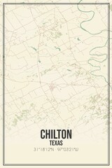 Retro US city map of Chilton, Texas. Vintage street map.