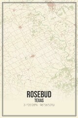Retro US city map of Rosebud, Texas. Vintage street map.