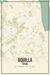 Retro US city map of Aquilla, Texas. Vintage street map.