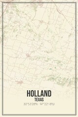 Retro US city map of Holland, Texas. Vintage street map.