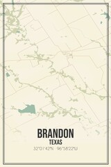 Retro US city map of Brandon, Texas. Vintage street map.