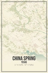 Retro US city map of China Spring, Texas. Vintage street map.