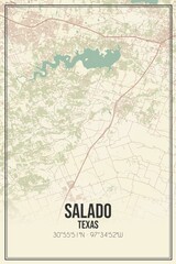 Retro US city map of Salado, Texas. Vintage street map.