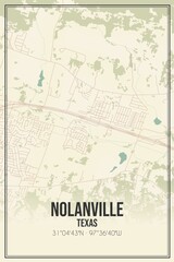 Retro US city map of Nolanville, Texas. Vintage street map.