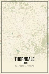 Retro US city map of Thorndale, Texas. Vintage street map.