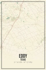 Retro US city map of Eddy, Texas. Vintage street map.