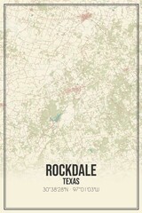 Retro US city map of Rockdale, Texas. Vintage street map.