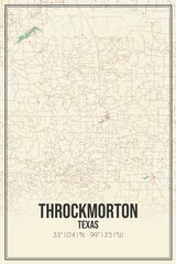 Retro US city map of Throckmorton, Texas. Vintage street map.