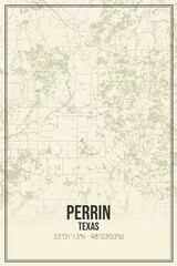 Retro US city map of Perrin, Texas. Vintage street map.