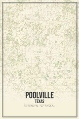 Retro US city map of Poolville, Texas. Vintage street map.