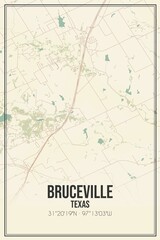 Retro US city map of Bruceville, Texas. Vintage street map.