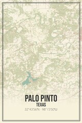 Retro US city map of Palo Pinto, Texas. Vintage street map.