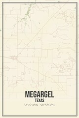 Retro US city map of Megargel, Texas. Vintage street map.