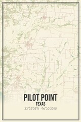 Retro US city map of Pilot Point, Texas. Vintage street map.