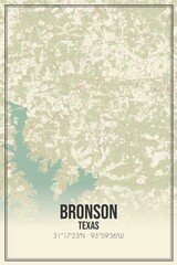 Retro US city map of Bronson, Texas. Vintage street map.