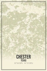 Retro US city map of Chester, Texas. Vintage street map.