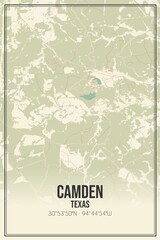 Retro US city map of Camden, Texas. Vintage street map.