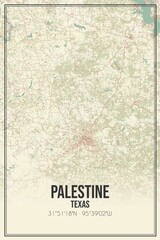 Retro US city map of Palestine, Texas. Vintage street map.