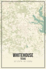 Retro US city map of Whitehouse, Texas. Vintage street map.