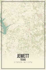 Retro US city map of Jewett, Texas. Vintage street map.