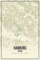 Retro US city map of Hawkins, Texas. Vintage street map.