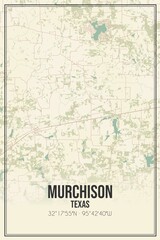 Retro US city map of Murchison, Texas. Vintage street map.