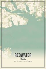 Retro US city map of Redwater, Texas. Vintage street map.
