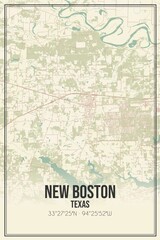 Fototapeta premium Retro US city map of New Boston, Texas. Vintage street map.