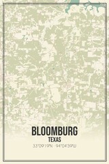 Retro US city map of Bloomburg, Texas. Vintage street map.