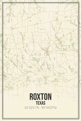 Retro US city map of Roxton, Texas. Vintage street map.