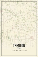 Retro US city map of Trenton, Texas. Vintage street map.