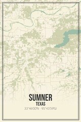 Retro US city map of Sumner, Texas. Vintage street map.