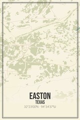 Retro US city map of Easton, Texas. Vintage street map.