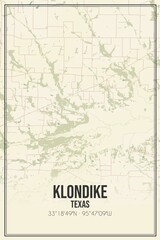 Fototapeta na wymiar Retro US city map of Klondike, Texas. Vintage street map.
