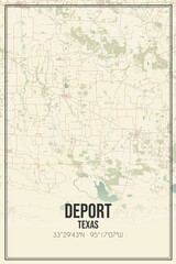 Fototapeta na wymiar Retro US city map of Deport, Texas. Vintage street map.