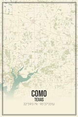 Fototapeta premium Retro US city map of Como, Texas. Vintage street map.