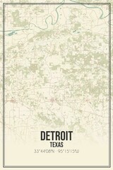 Retro US city map of Detroit, Texas. Vintage street map.