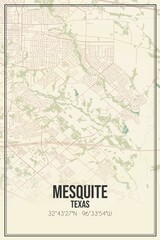 Fototapeta na wymiar Retro US city map of Mesquite, Texas. Vintage street map.