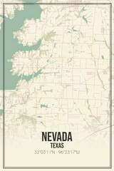 Retro US city map of Nevada, Texas. Vintage street map.
