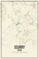 Retro US city map of Scurry, Texas. Vintage street map.